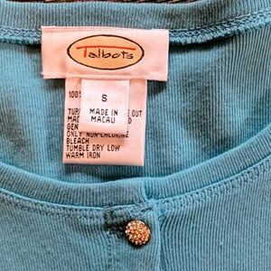 Talbots Teal Ribbed Top with Embellished Button
